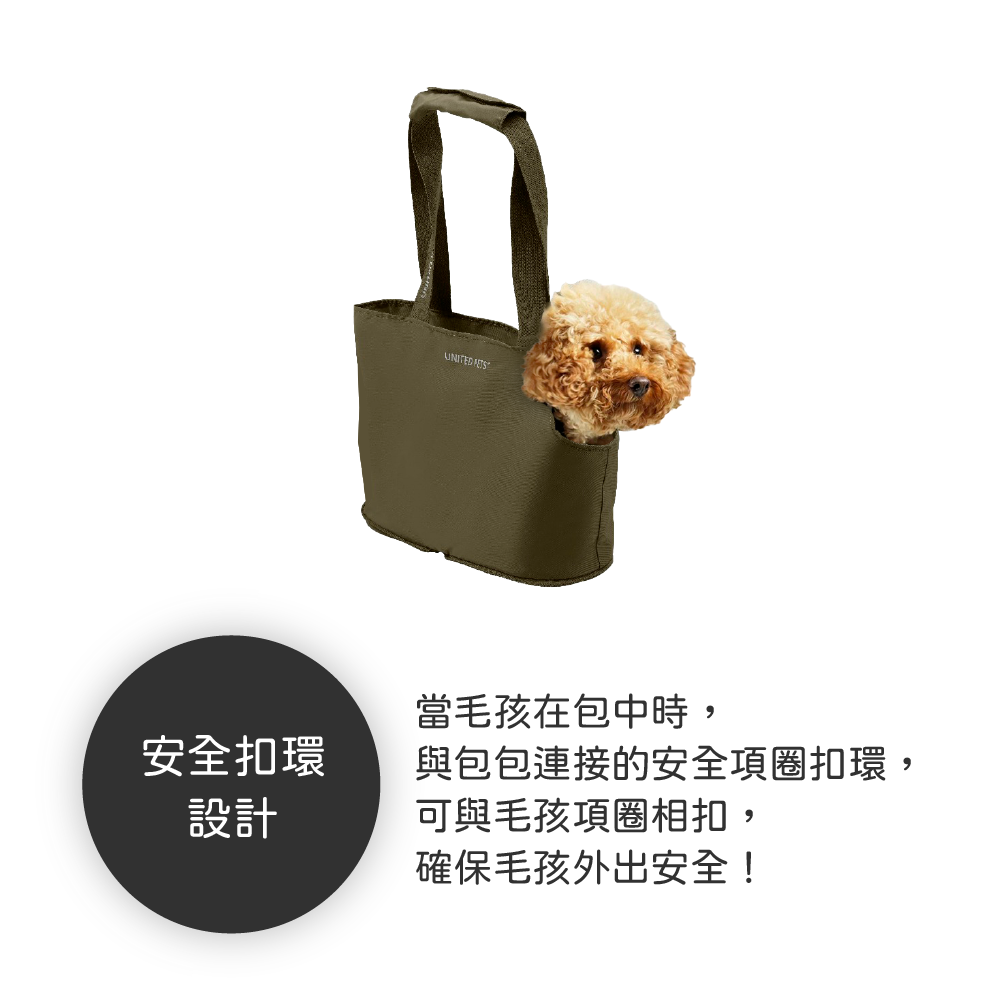 Lazy Dog Bag 是一款由 United Pets 設計的摺疊式寵物攜帶袋，適合最多承重5公斤的寵物。這款輕便且緊湊的袋子由聚酯纖維製成，展開尺寸為35 x 15 x 25 公分，易於開合，適合當寵物不願意行走時使用。該袋設計時尚實用，適合愛寵家庭使用。